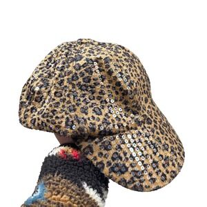 Glam Leopard Y2K Print Sequin‎ Baseball Cap Hat Women's Fashion Animal Print